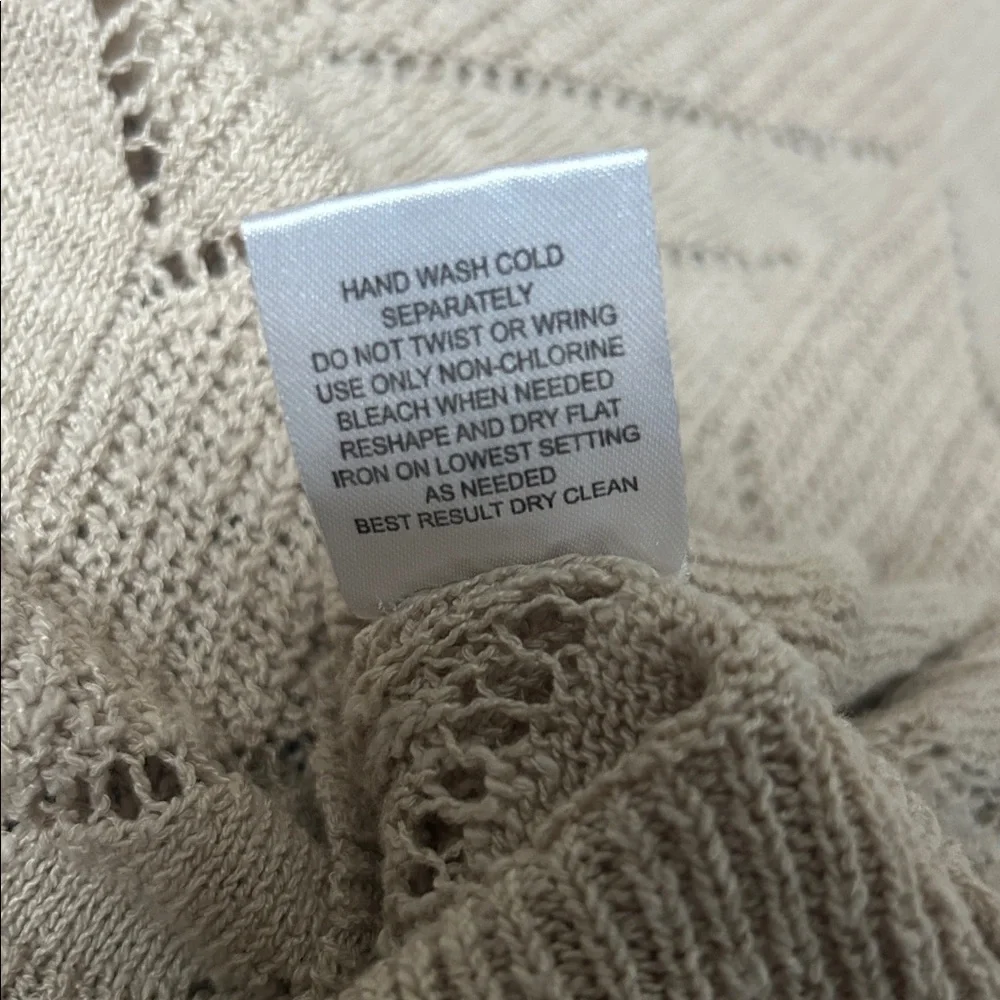 Olive & Oak Open-Knit Chevron Pullover Sweater – Beige – Size M – Cotton Blend - Picture 9 of 9